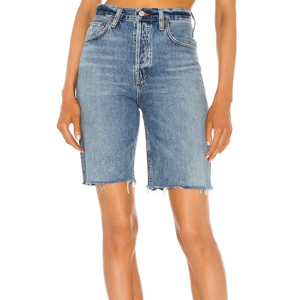 Agolde Faded Blue High-Rise Denim Bermuda Shorts